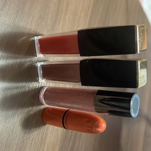 Makeup bag with lipsticks and eyeshadow